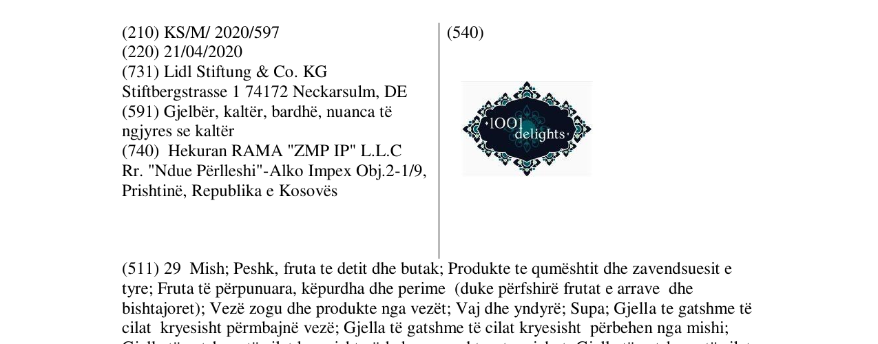 Zëri i markës 1001 delight në buletin
