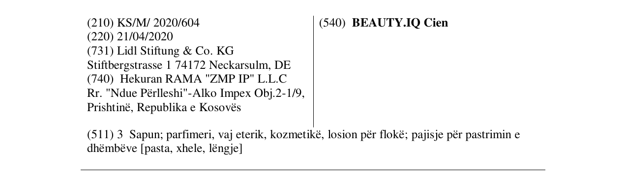 Zëri i markës BEAUTY.IQ Cien në buletin