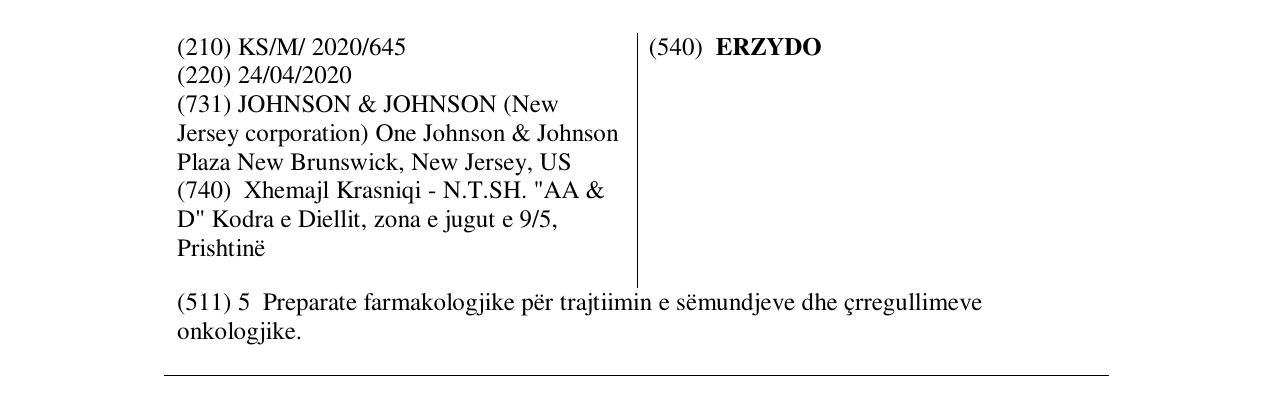 Zëri i markës ERZYDO në buletin