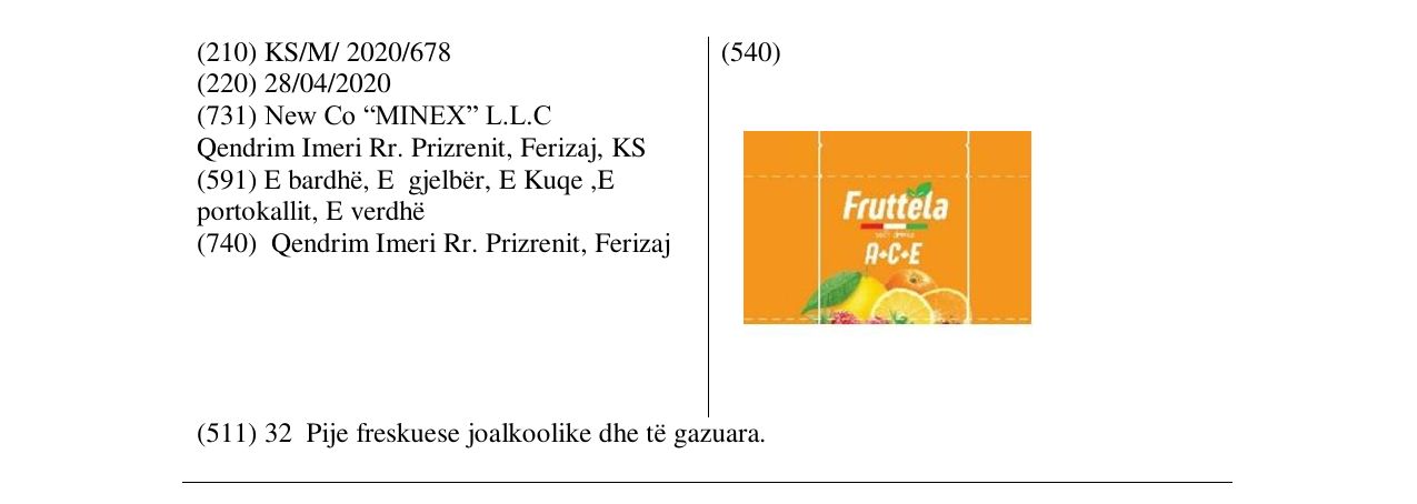Zëri i markës FRUTTELA në buletin