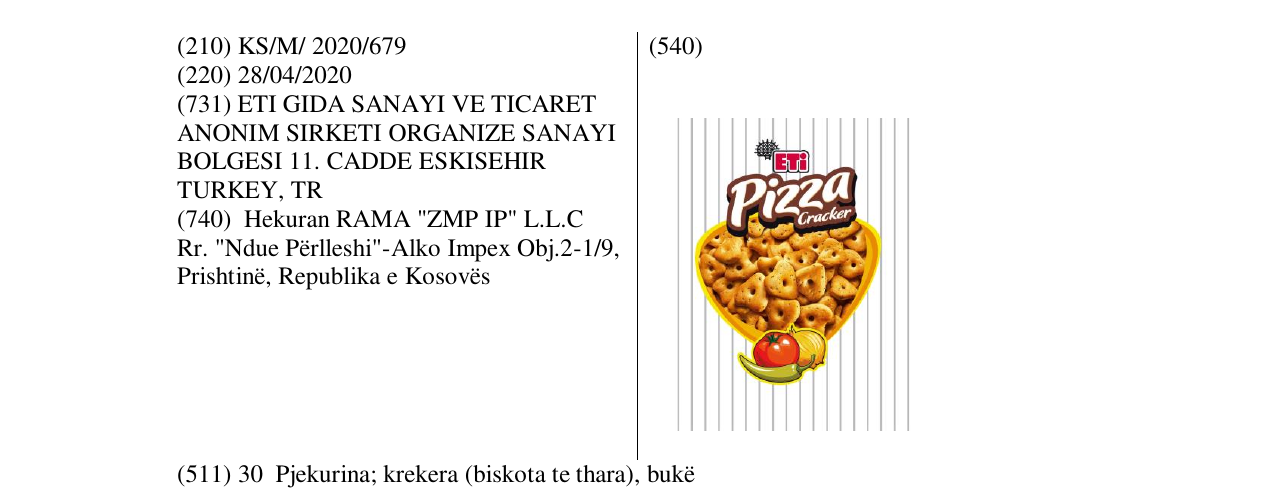 Zëri i markës ETI Pizza në buletin