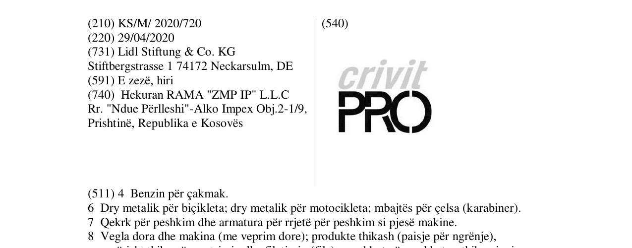 Zëri i markës CRIVIT PRO në buletin