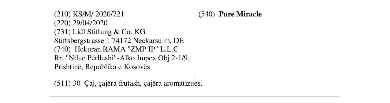 Zëri i markës Pure Miracle në buletin