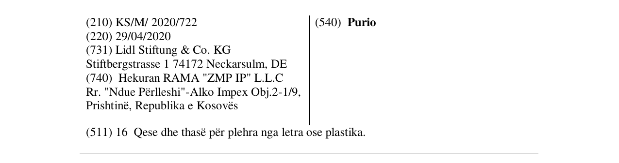 Zëri i markës Purio në buletin