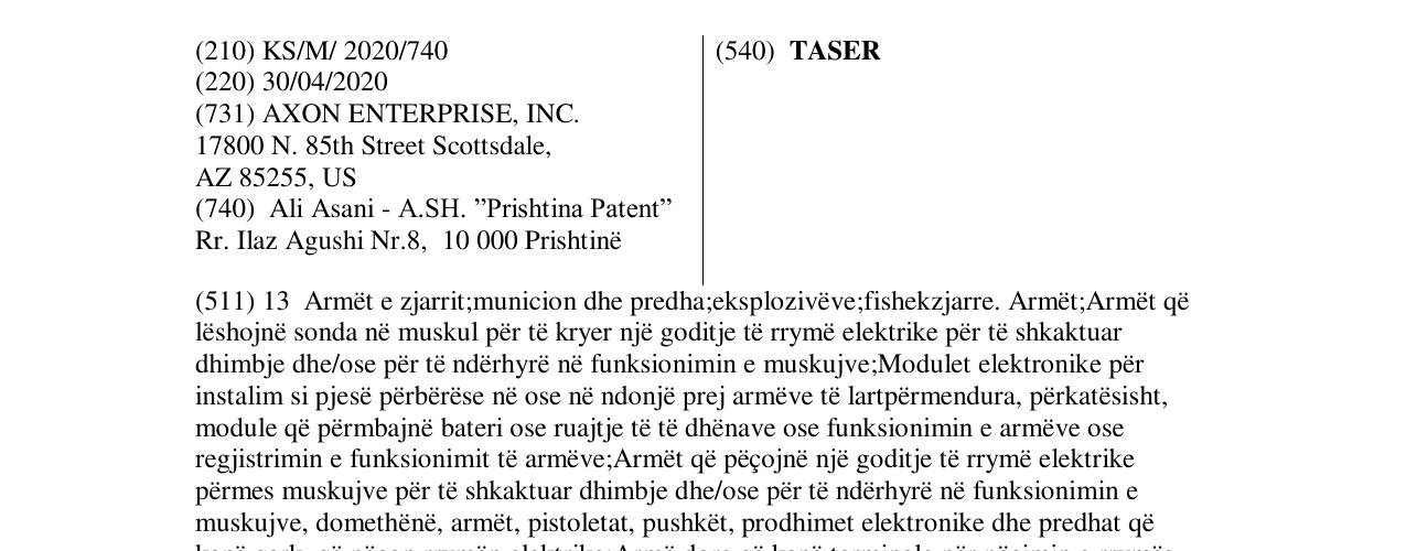 Zëri i markës TASER në buletin