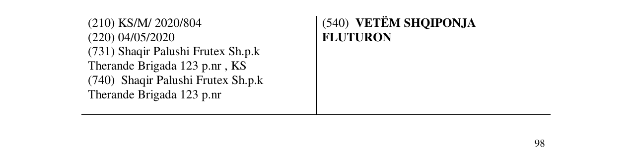 Zëri i markës VETËM SHQIPONJA FLUTURON në buletin