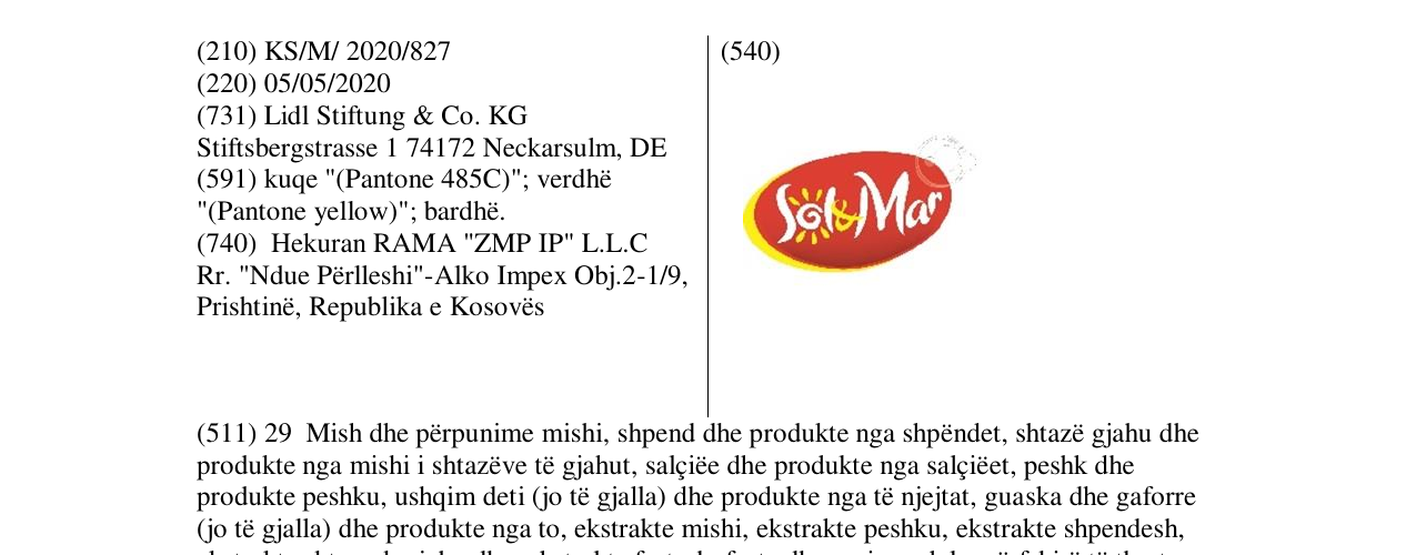Zëri i markës SOLMAR në buletin