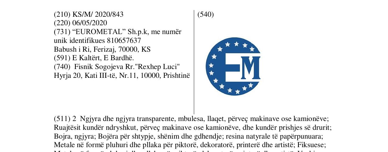Zëri i markës EUROMETAL në buletin