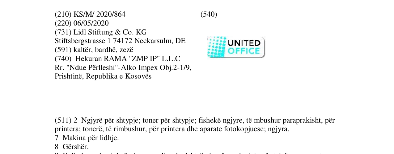 Zëri i markës UNITED OFFICE në buletin