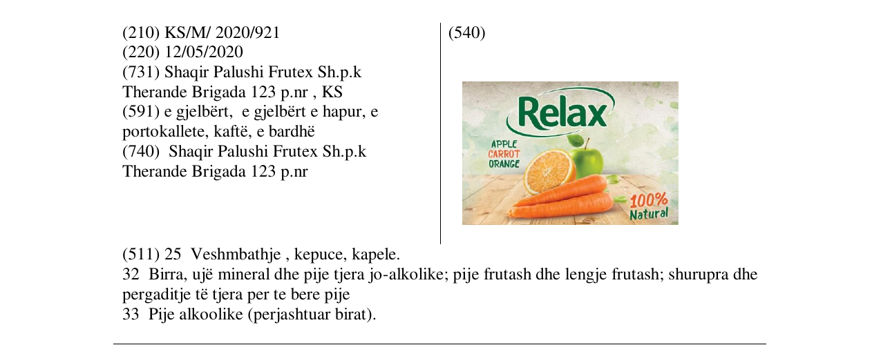 Zëri i markës RELAX APPLE CARROT në buletin