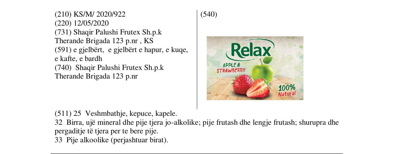 Zëri i markës relax apple & strawberry në buletin