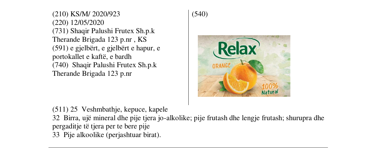 Zëri i markës RELAX ORANGE në buletin
