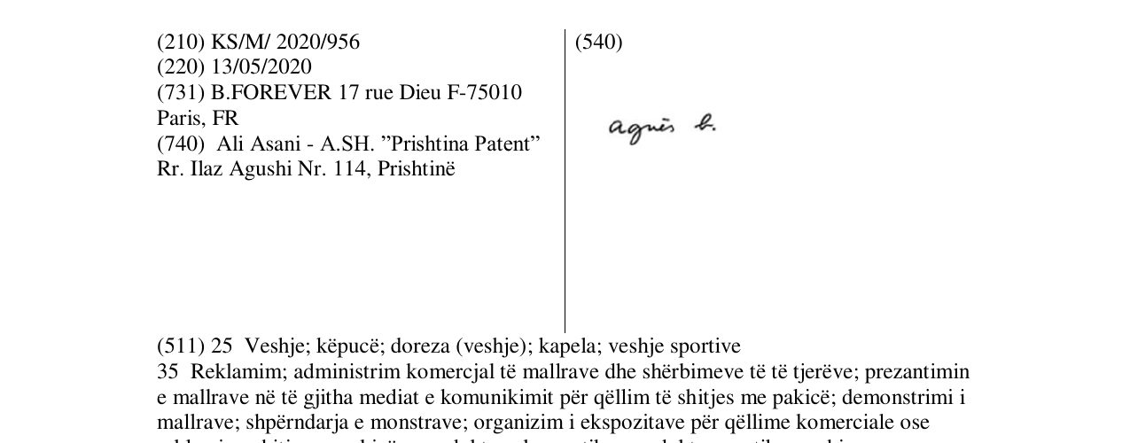 Zëri i markës AGNESA.B në buletin