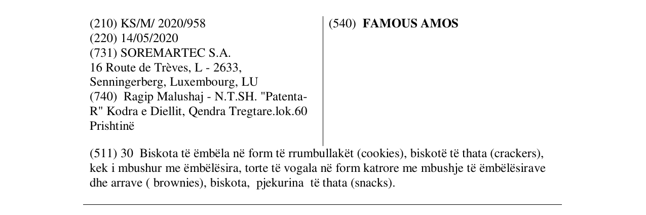 Zëri i markës FAMOUS AMOS në buletin