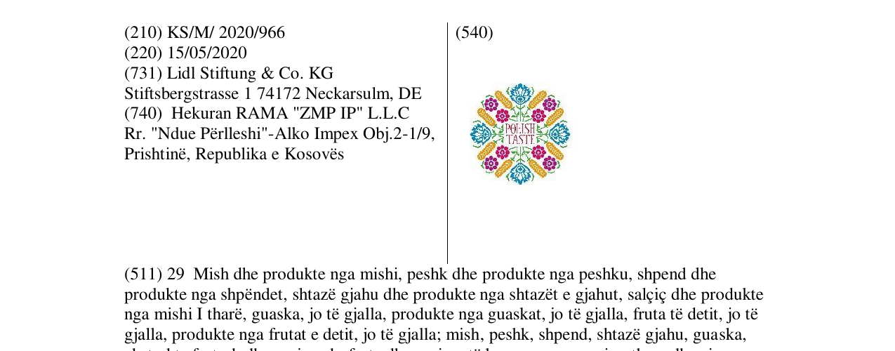 Zëri i markës POLISH TASTE në buletin