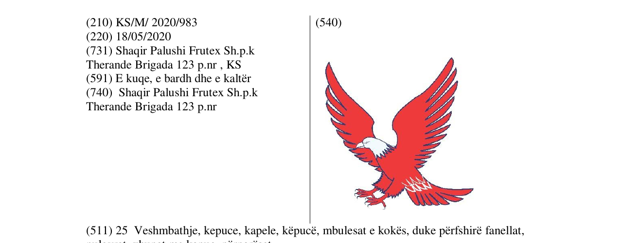 Zëri i markës GOLDEN EAGLE në buletin