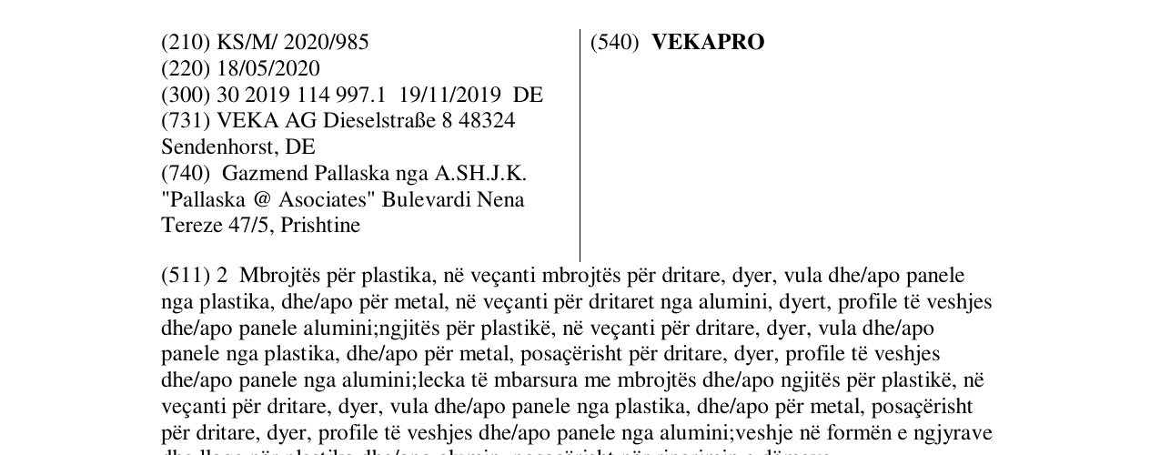 Zëri i markës VEKAPRO në buletin