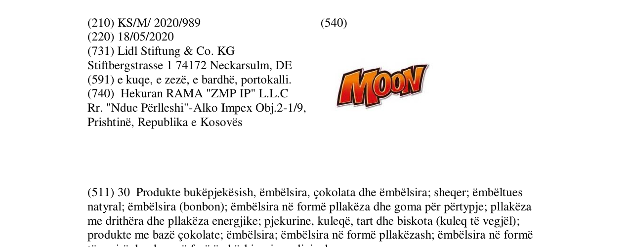 Zëri i markës MOON në buletin