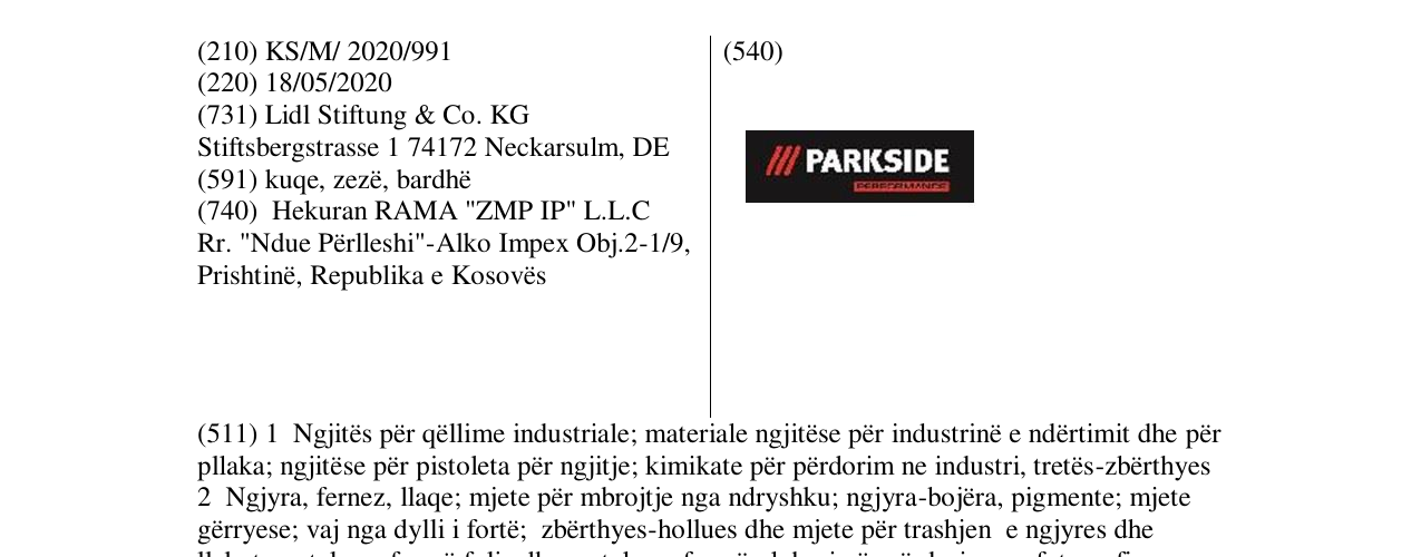 Zëri i markës PARKSIDE PERFORMANCE në buletin