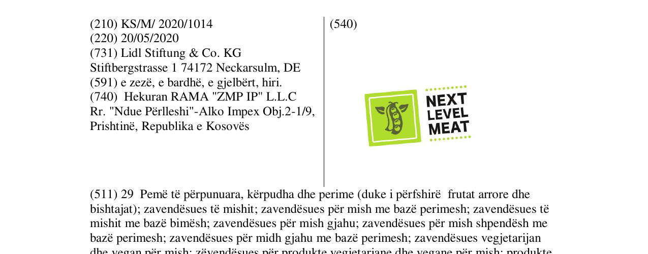 Zëri i markës NEXT LEVEL MEAT në buletin