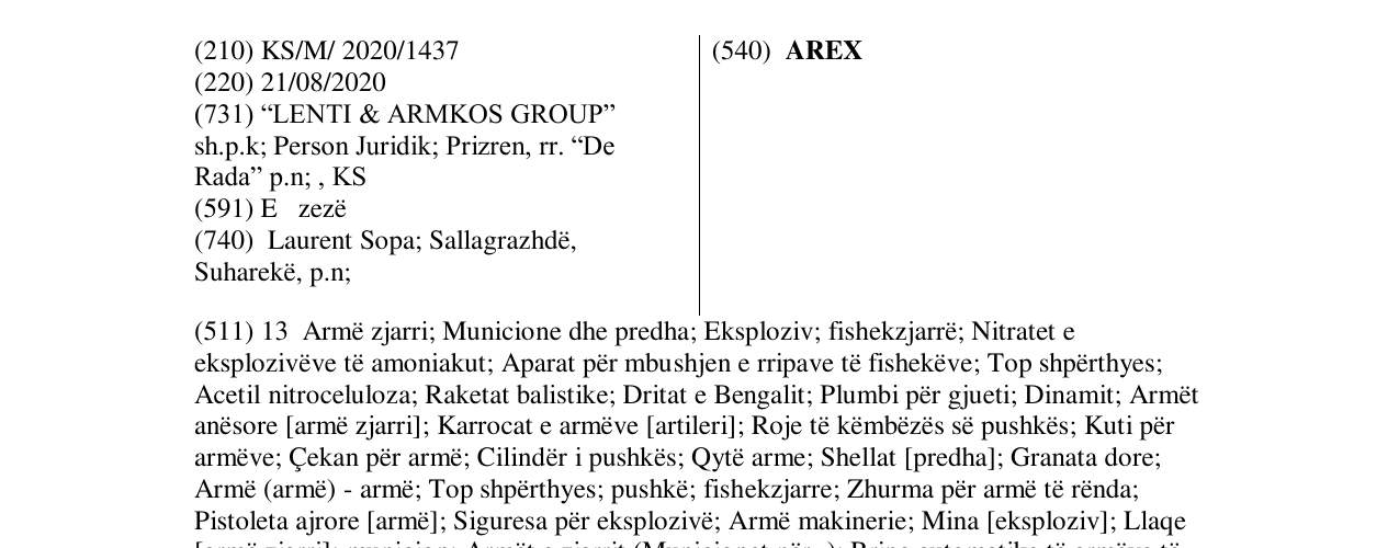 Zëri i markës AREX në buletin
