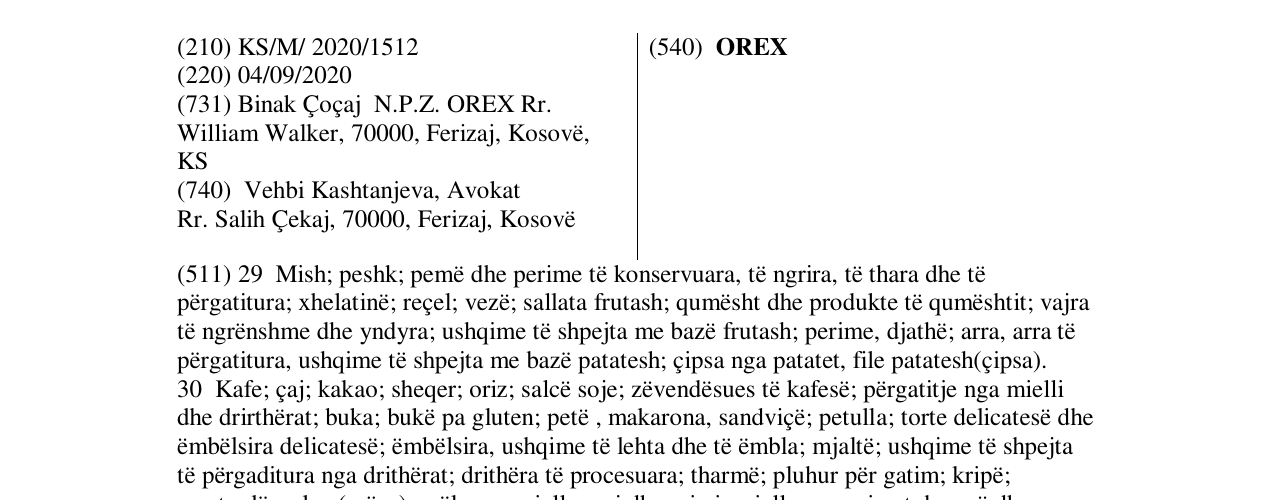 Zëri i markës OREX në buletin