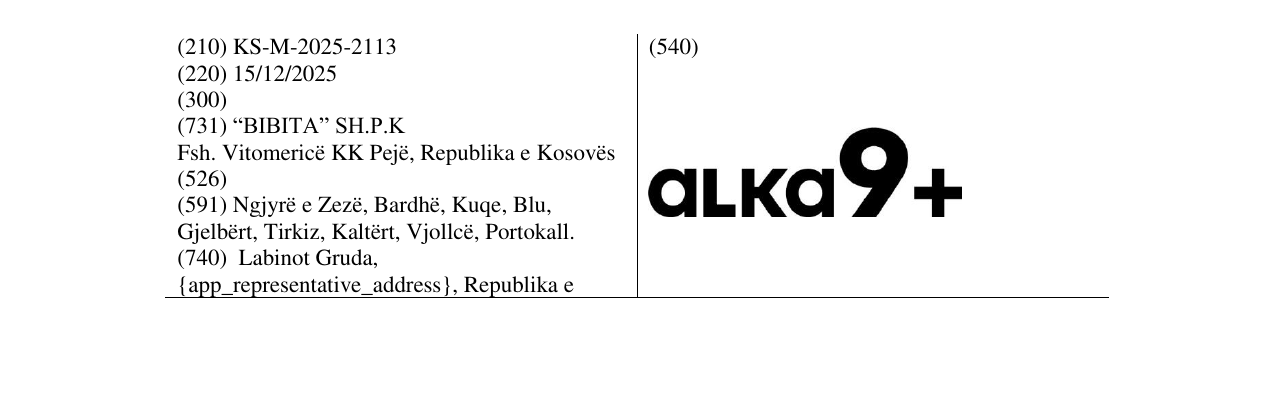 Zëri i markës aLKa9+ në buletin