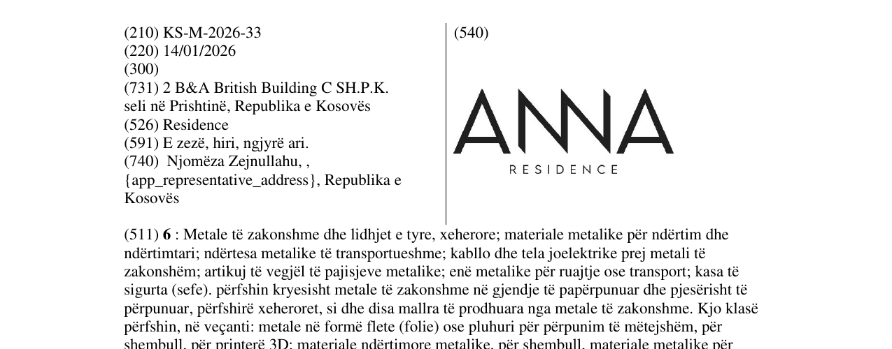 Zëri i markës ANNA në buletin