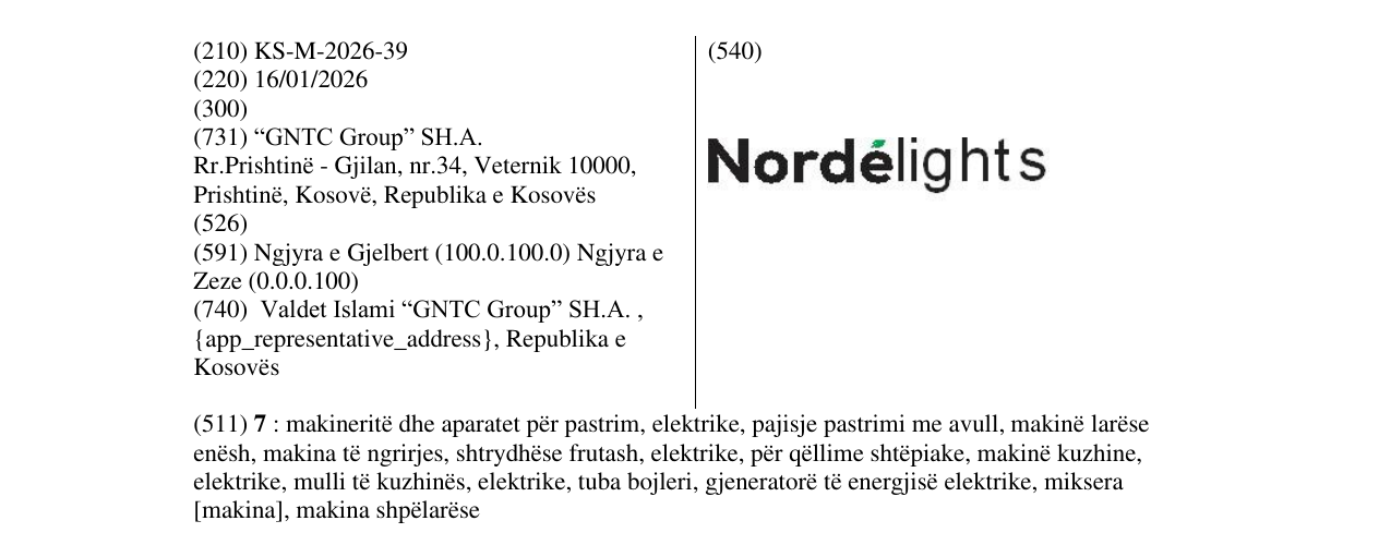 Zëri i markës Nordelights në buletin