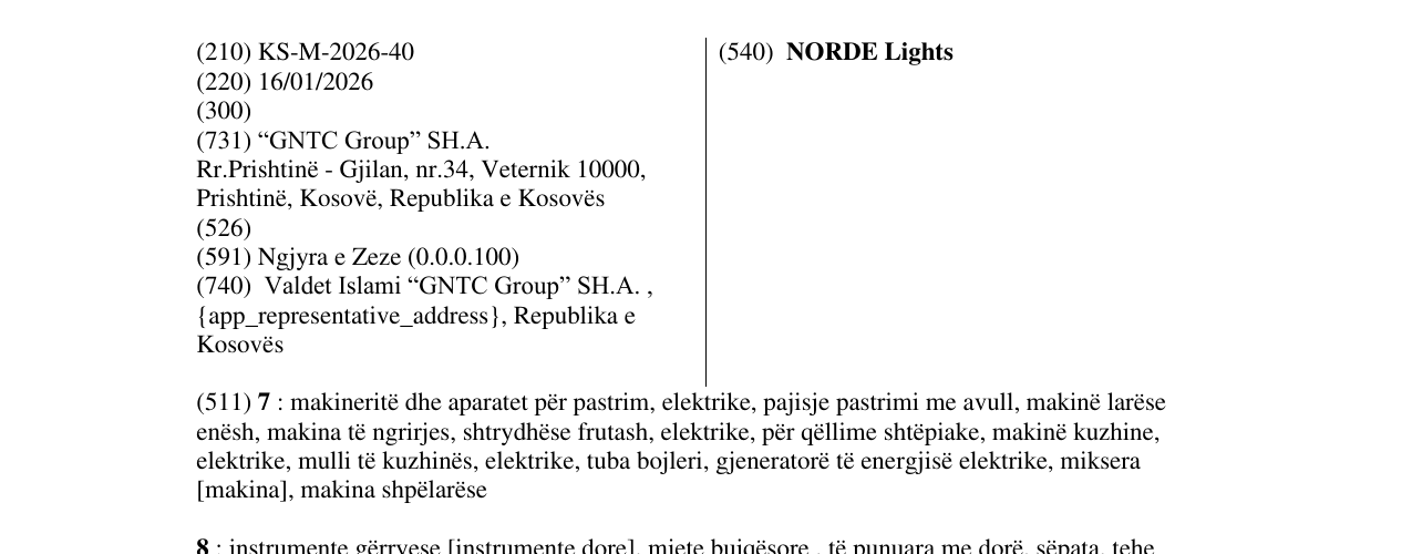 Zëri i markës NORDE Lights në buletin