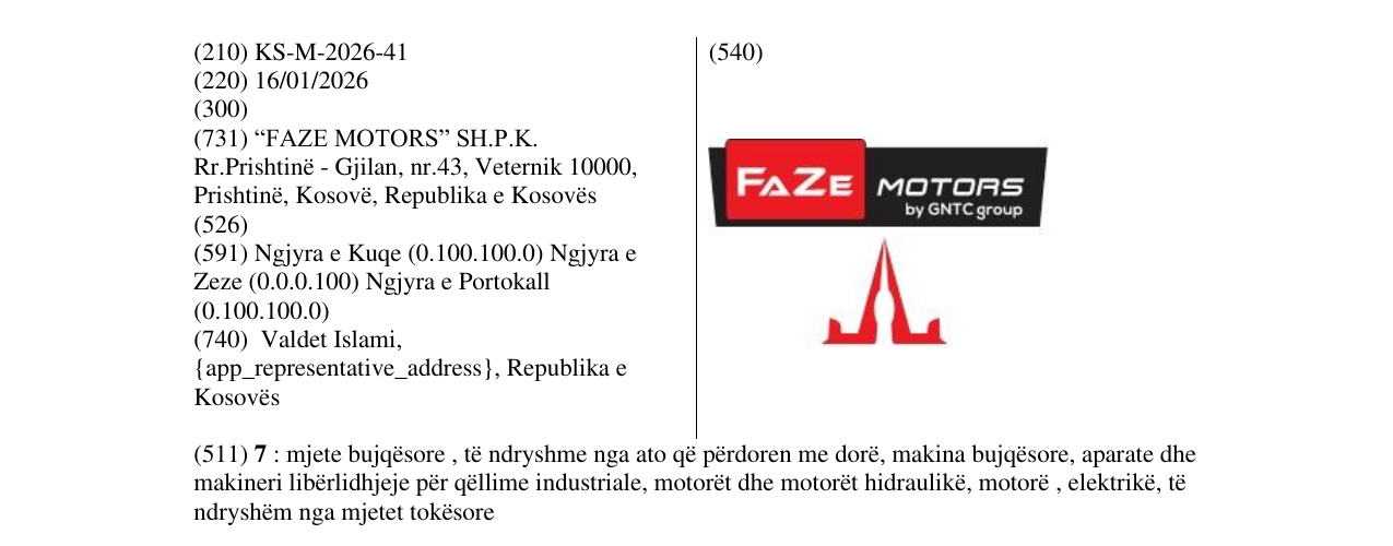 Zëri i markës FaZe MOTORS në buletin