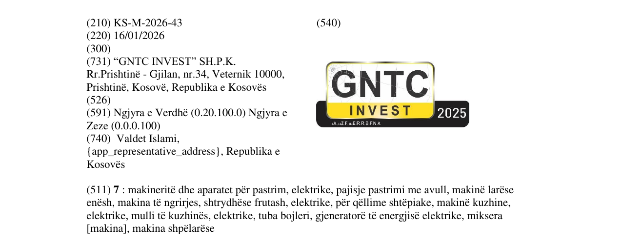 Zëri i markës GNTC INVEST në buletin