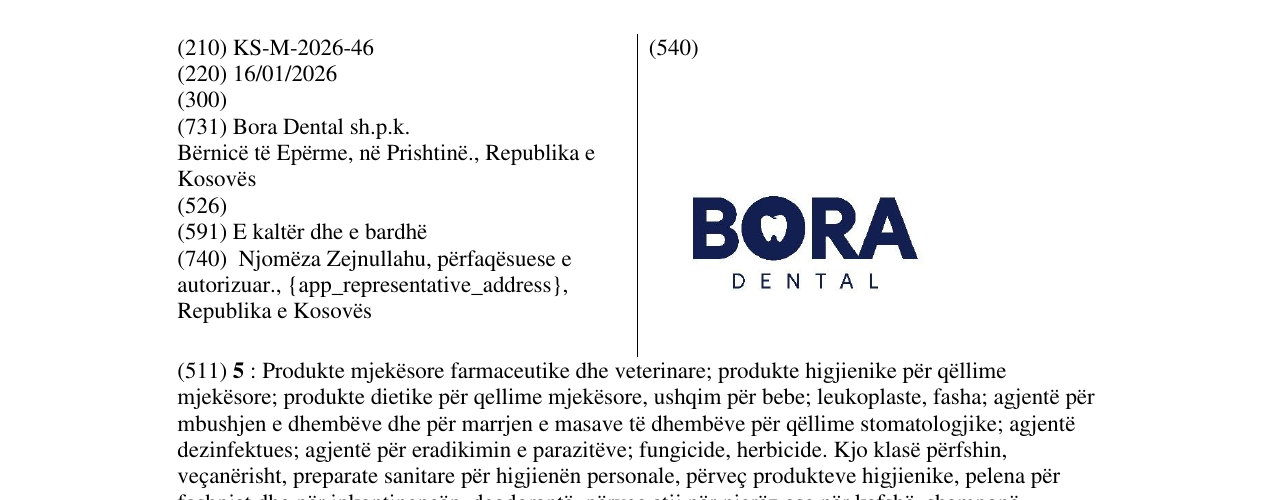 Zëri i markës BORA DENTAL në buletin