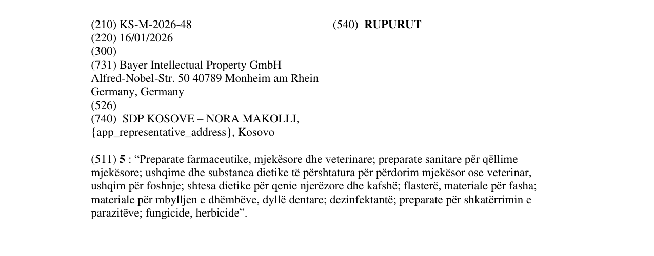 Zëri i markës RUPURUT në buletin