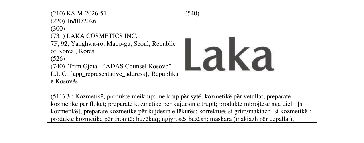 Zëri i markës Laka në buletin