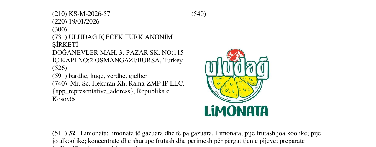 Zëri i markës KS/M/2026/57 në buletin