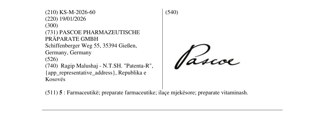 Zëri i markës Pascoe në buletin