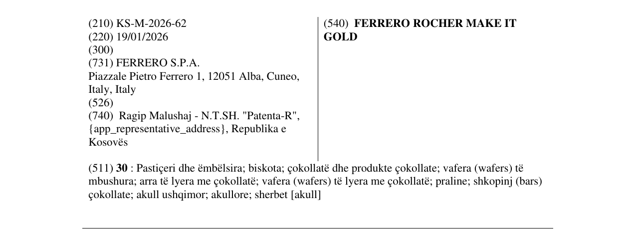 Zëri i markës FERRERO ROCHER MAKE IT GOLD në buletin