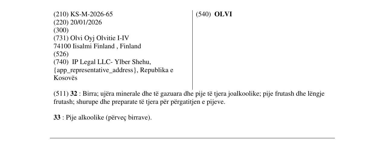 Zëri i markës OLVI në buletin
