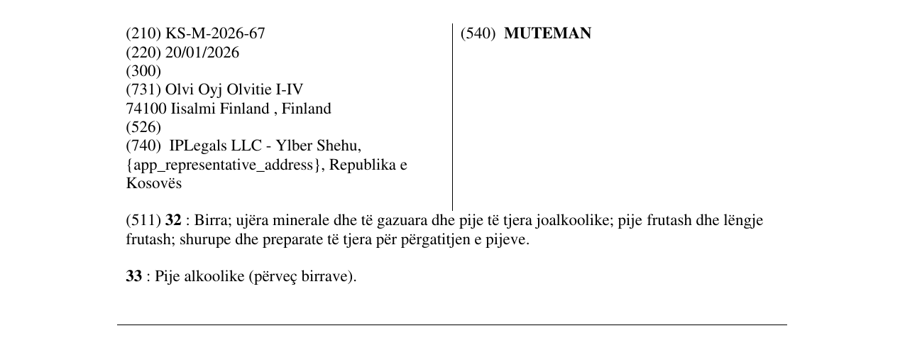 Zëri i markës MUTEMAN në buletin