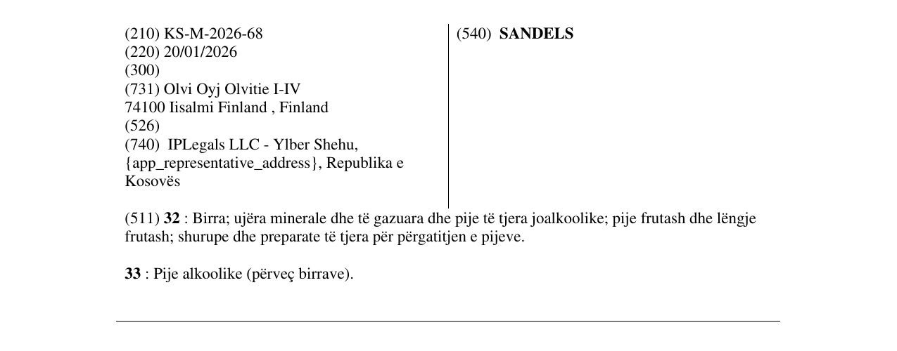 Zëri i markës SANDELS në buletin