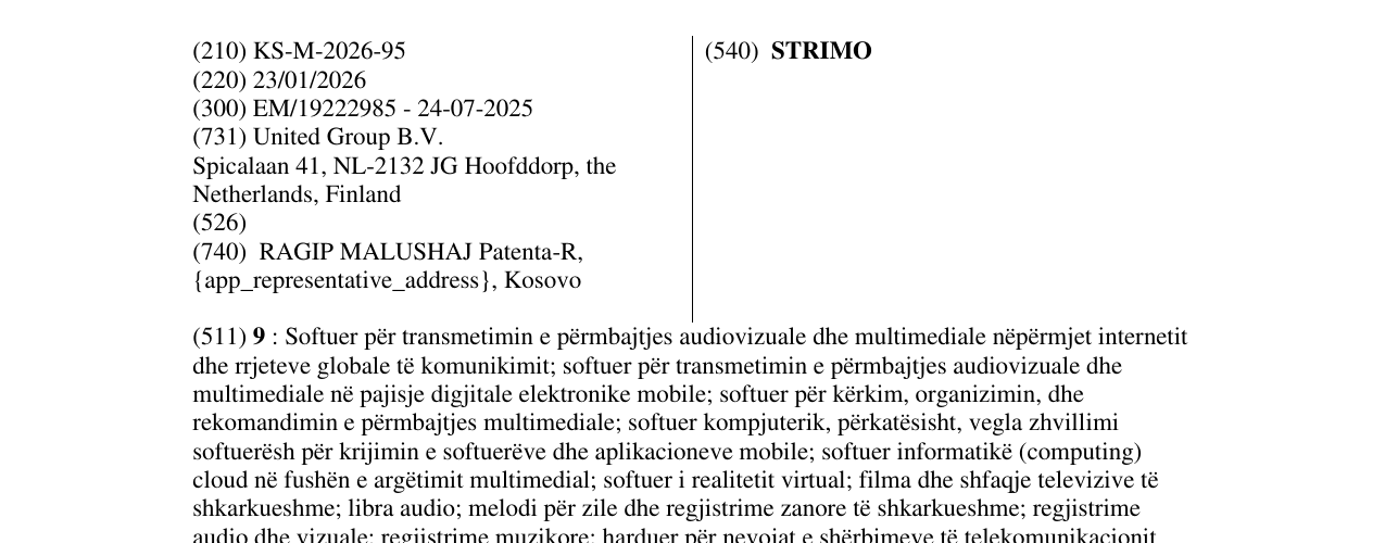 Zëri i markës STRIMO në buletin