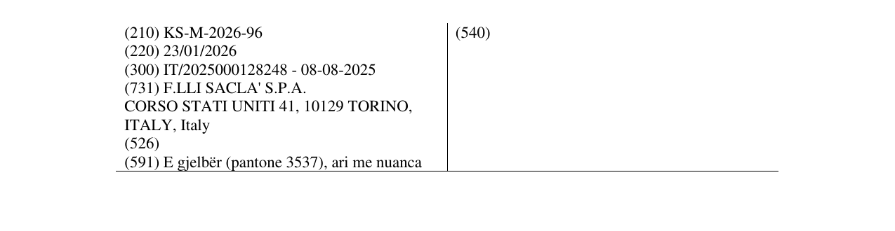 Zëri i markës KS/M/2026/96 në buletin