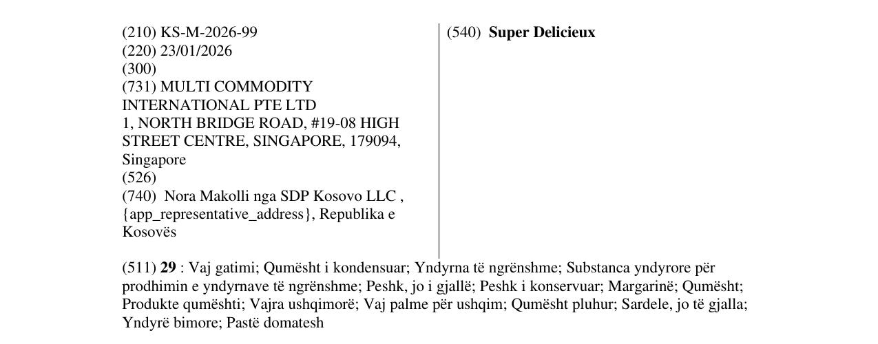 Zëri i markës Super Delicieux në buletin