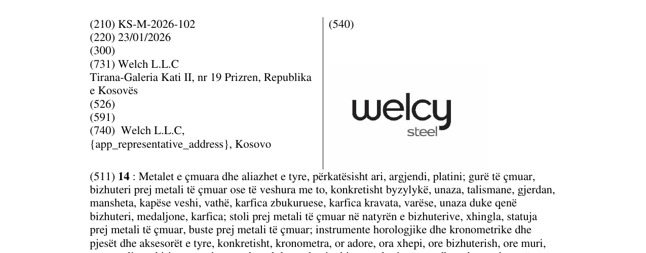 Zëri i markës KS/M/2026/102 në buletin