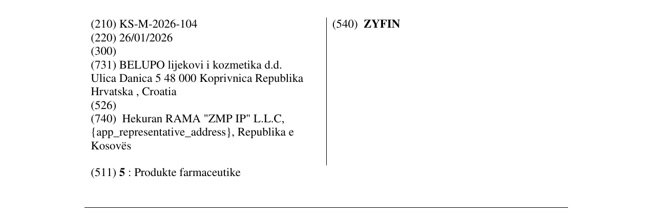 Zëri i markës ZYFIN në buletin