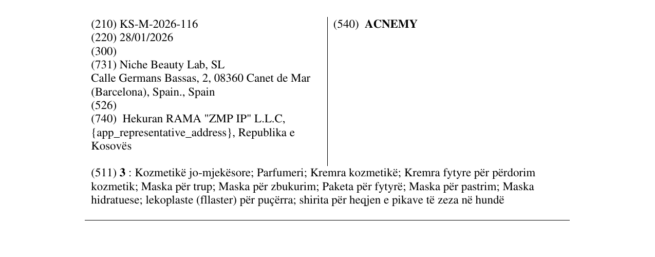 Zëri i markës ACNEMY në buletin