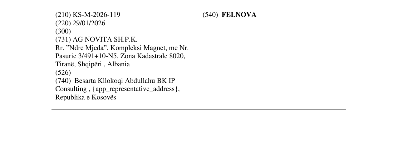 Zëri i markës FELNOVA në buletin