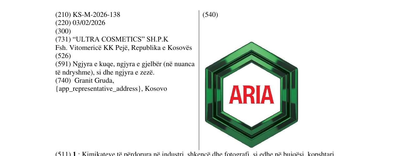 Zëri i markës KS/M/2026/138 në buletin
