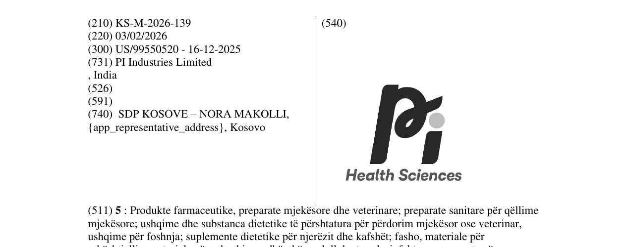Zëri i markës KS/M/2026/139 në buletin